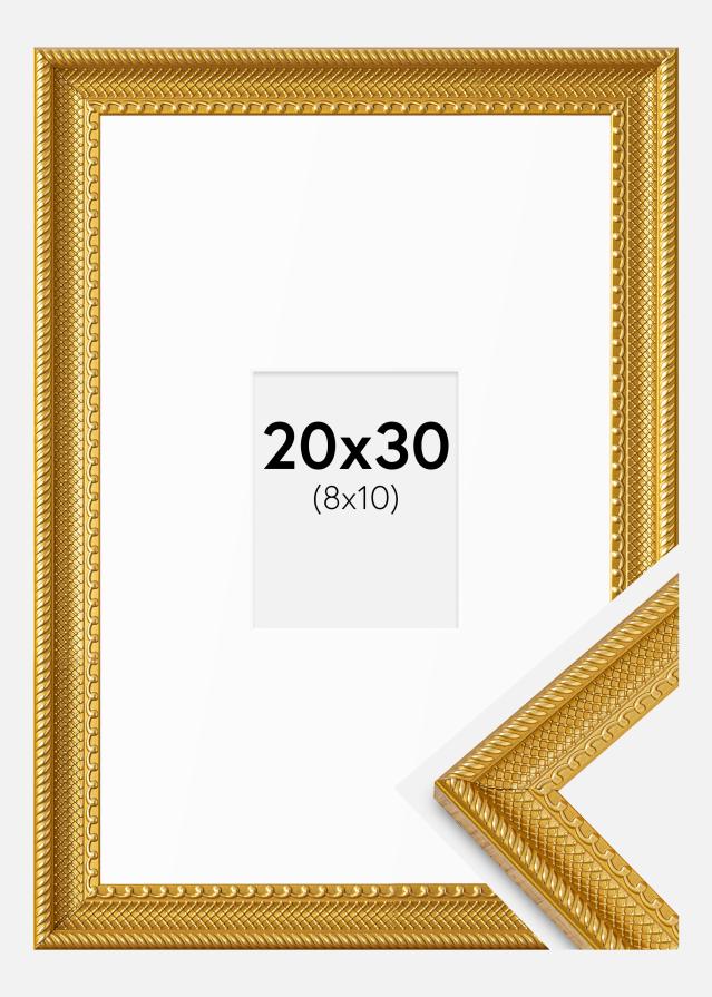 Cadre Lattice Or 20x30 cm - Passe-partout Blanc 9x11 cm