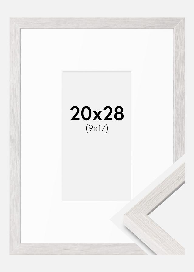 Cadre Ares Chêne Blanc 20x28 cm - Passe-partout Blanc 10x18 cm