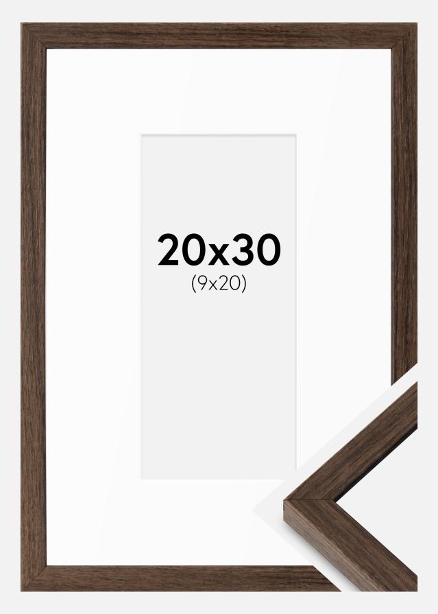 Cadre Ares Noyer 20x30 cm - Passe-partout Blanc 10x21 cm