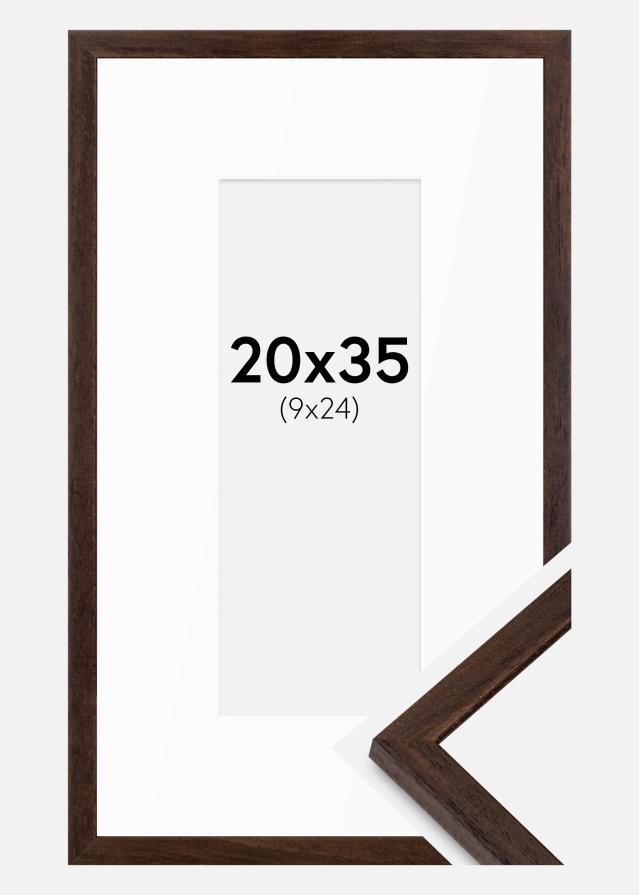 Cadre Edsbyn Noyer 20x35 cm - Passe-partout Blanc 10x25 cm