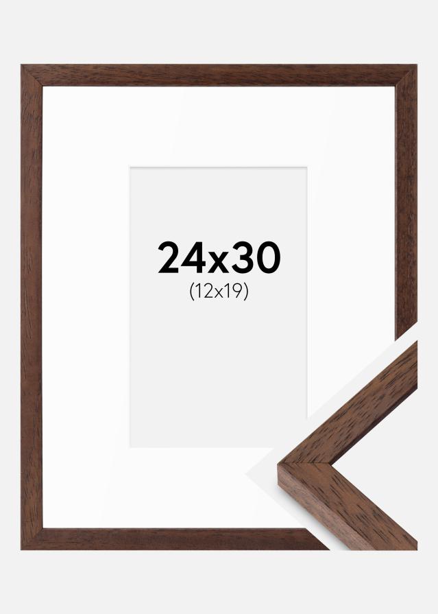 Cadre Ares Teak 24x30 cm - Passe-partout Blanc 13x20 cm