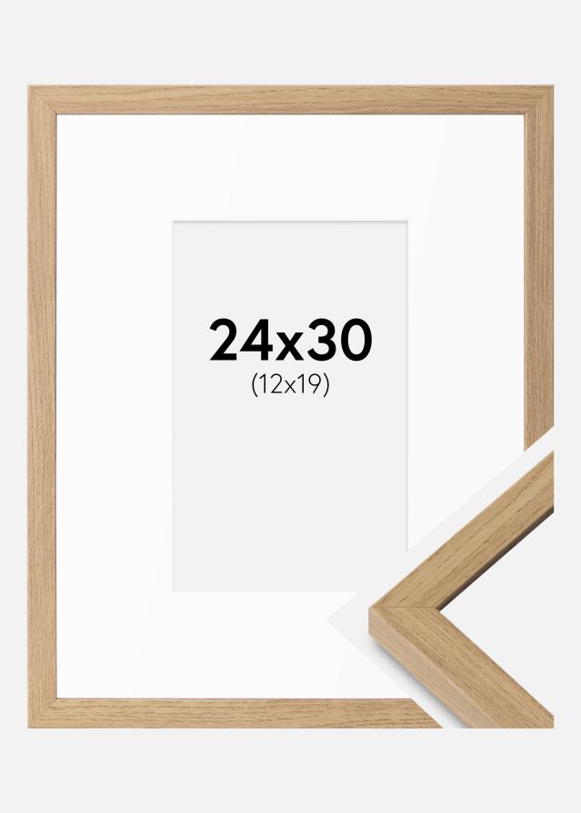 Cadre Ares Chêne Naturel 24x30 cm - Passe-partout Blanc 13x20 cm