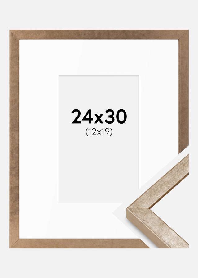 Cadre Ares Laiton 24x30 cm - Passe-partout Blanc 13x20 cm