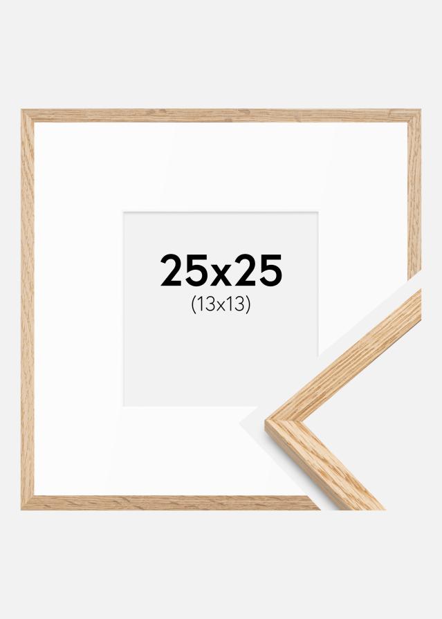 Cadre Mince Chêne 25x25 cm - Passe-partout Blanc 14x14 cm