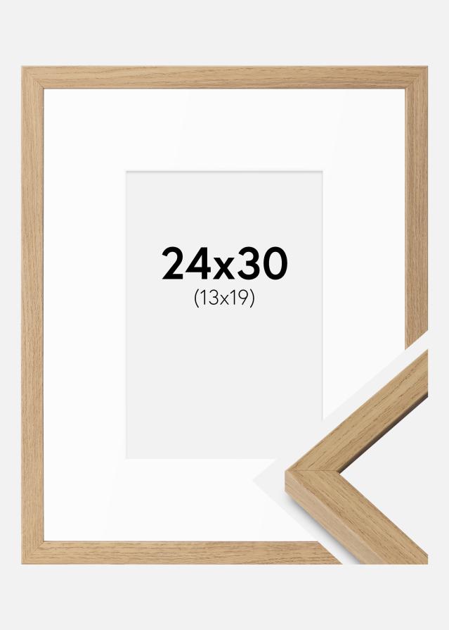 Cadre Ares Chêne naturel 24x30 cm - Passe-partout Blanc 14x20 cm