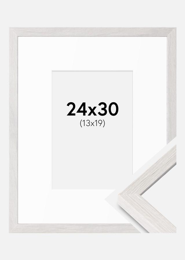 Cadre Ares Chêne Blanc 24x30 cm - Passe-partout Blanc 14x20 cm