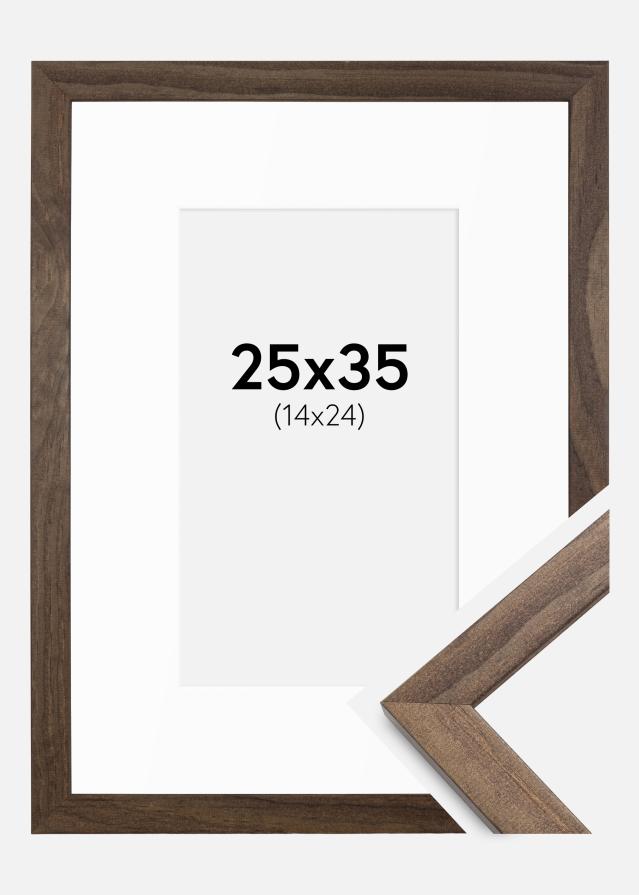 Cadre Stilren Noyer 25x35 cm - Passe-partout Blanc 15x25 cm