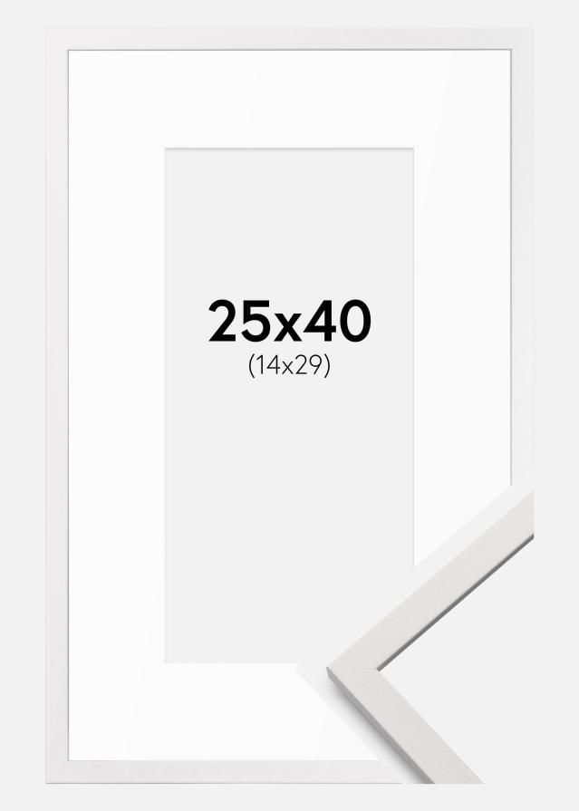 Cadre Edsbyn Blanc 25x40 cm - Passe-partout Blanc 15x30 cm