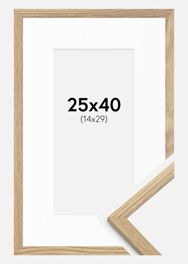 Cadre Trendy Chêne 25x40 cm - Passe-partout Blanc 15x30 cm