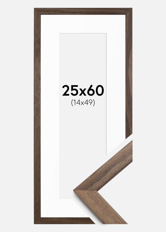 Cadre Stilren Noyer 25x60 cm - Passe-partout Blanc 15x50 cm