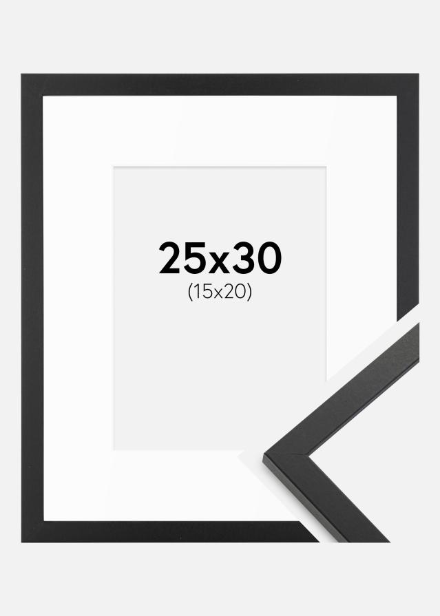 Cadre Trendy Noir 25x30 cm - Passe-partout Blanc 16x21 cm