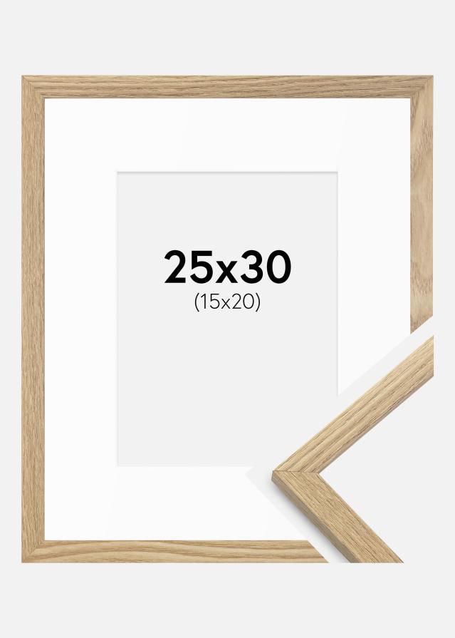 Cadre Trendy Chêne 25x30 cm - Passe-partout Blanc 16x21 cm