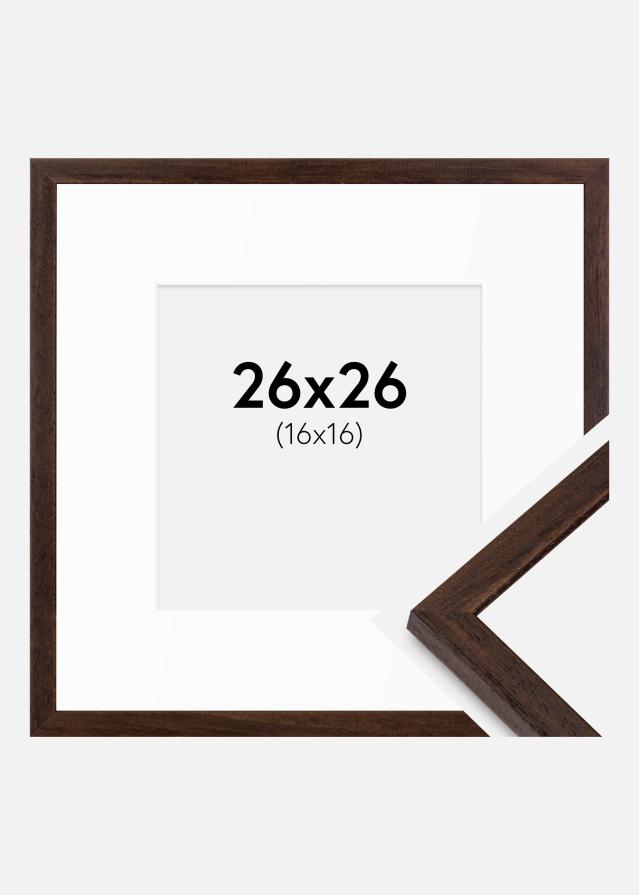 Cadre Edsbyn Noyer 26x26 cm - Passe-partout Blanc 17x17 cm