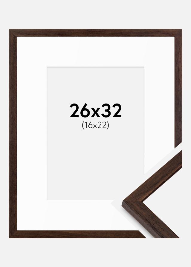 Cadre Edsbyn Noyer 26x32 cm - Passe-partout Blanc 17x23 cm