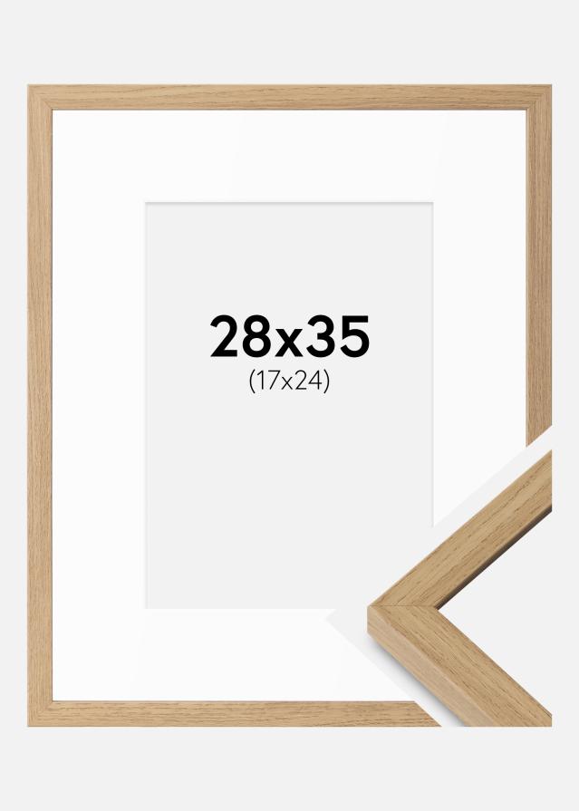 Cadre Ares Chêne Naturel 28x35 cm - Passe-partout Blanc 18x25 cm