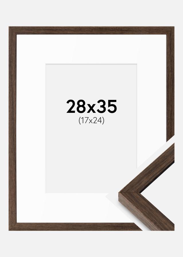 Cadre Ares Noyer 28x35 cm - Passe-partout Blanc 18x25 cm