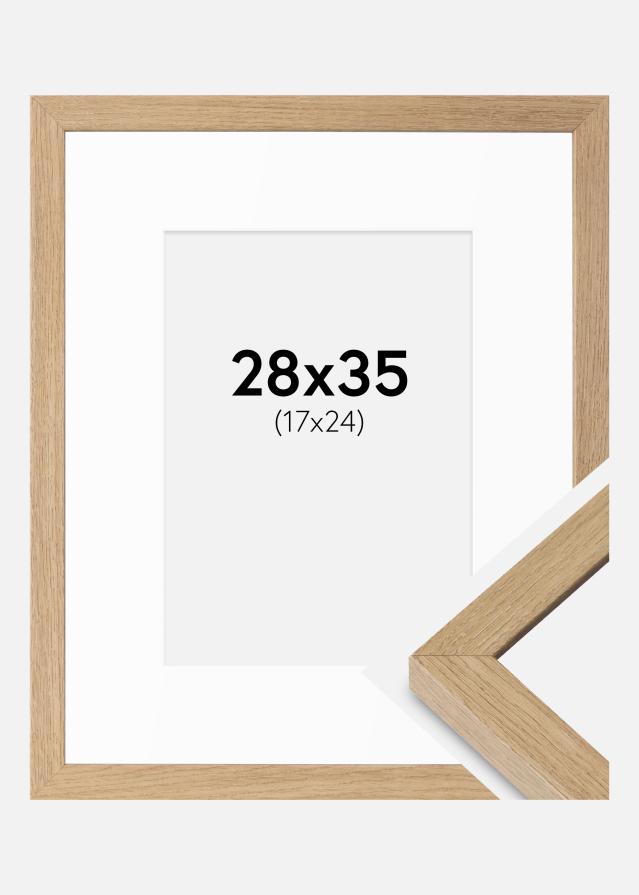 Cadre Hermes Chêne Naturel 28x35 cm - Passe-partout Blanc 18x25 cm