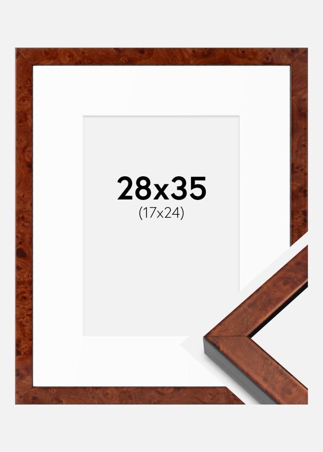 Cadre Hermes Noyer 28x35 cm - Passe-partout Blanc 18x25 cm