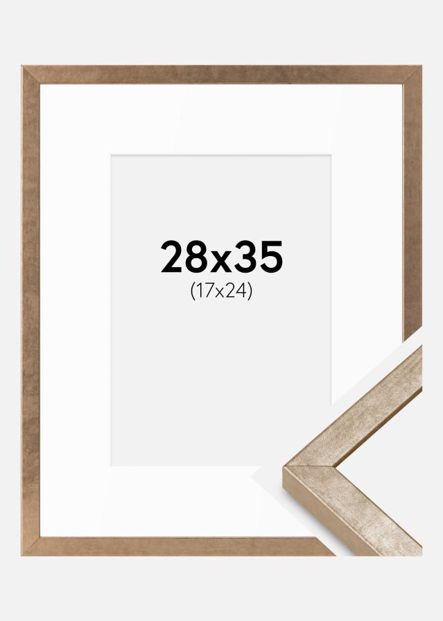 Cadre Ares Laiton 28x35 cm - Passe-partout Blanc 18x25 cm