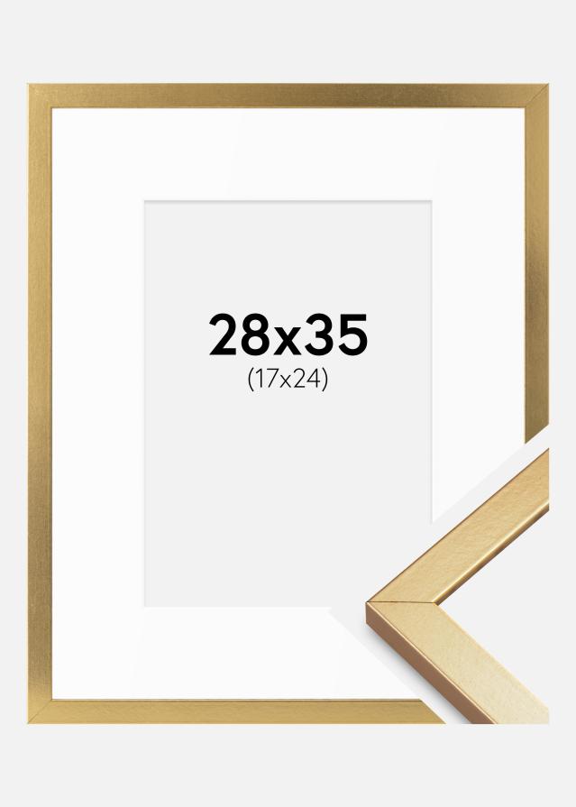 Cadre Minerva Or 28x35 cm - Passe-partout Blanc 18x25 cm