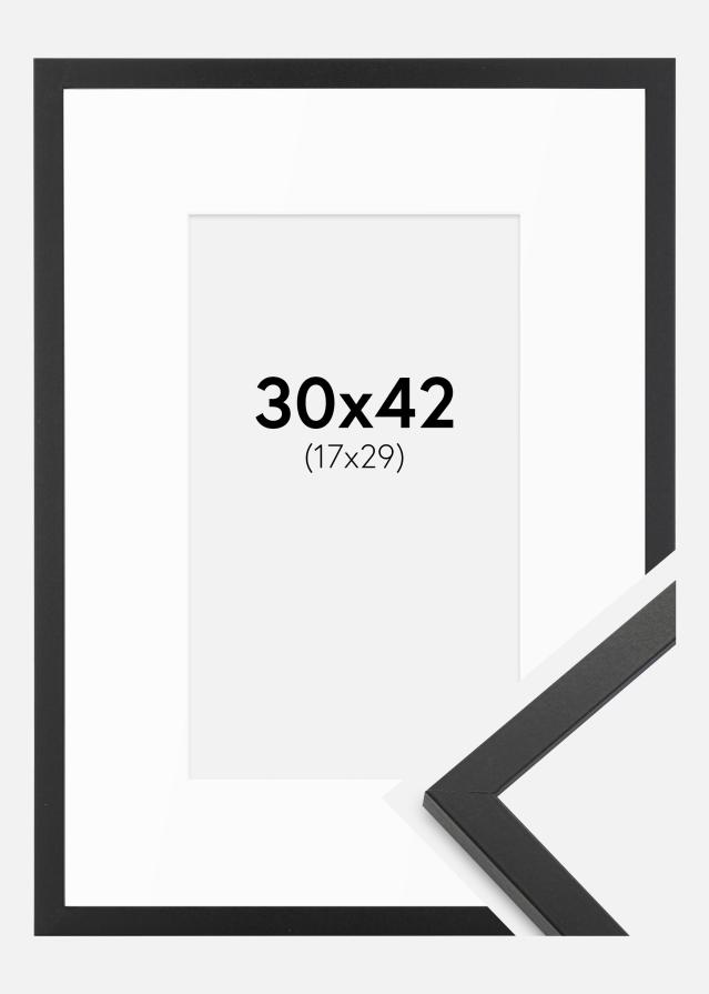 Cadre Trendy Noir 30x42 cm - Passe-partout Blanc 18x30 cm