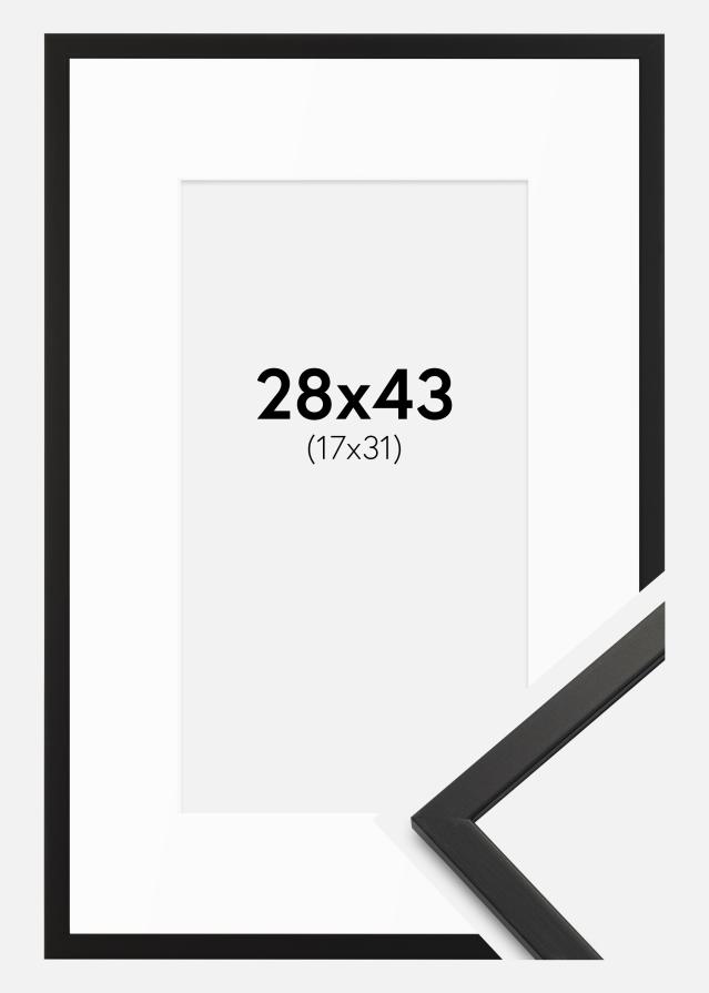 Cadre Edsbyn Noir 28x43 cm - Passe-partout Blanc 18x32 cm