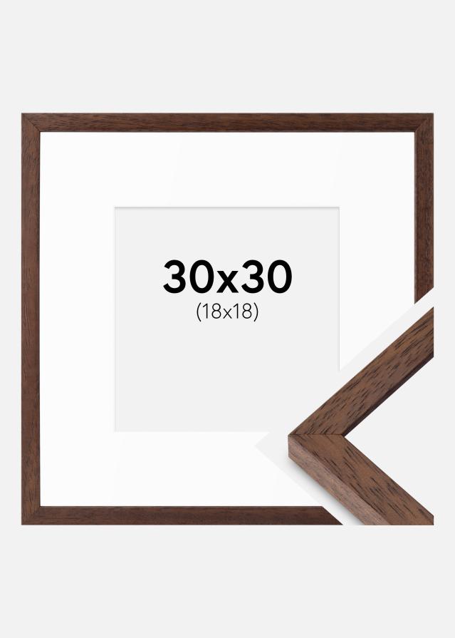 Cadre Ares Teak 30x30 cm - Passe-partout Blanc 19x19 cm