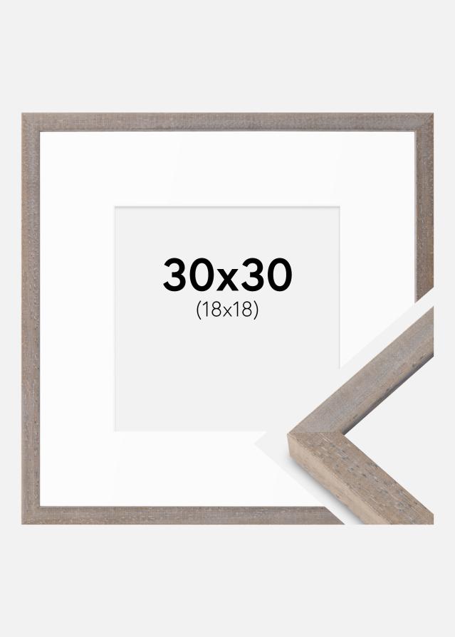 Cadre Ares Gris 30x30 cm - Passe-partout Blanc 19x19 cm