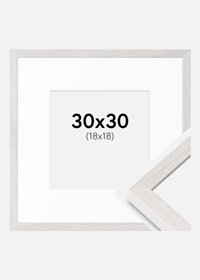 Cadre Ares Chêne Blanc 30x30 cm - Passe-partout Blanc 19x19 cm