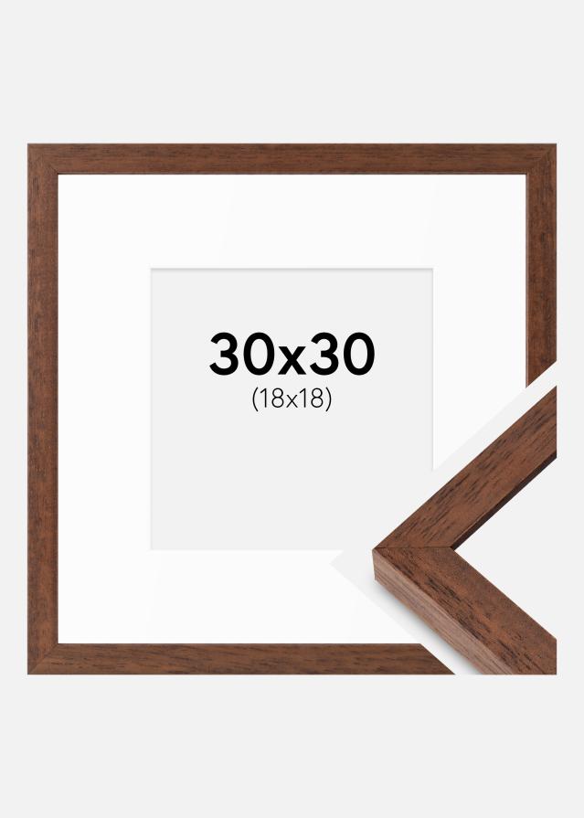 Cadre Hermes Teak 30x30 cm - Passe-partout Blanc 19x19 cm