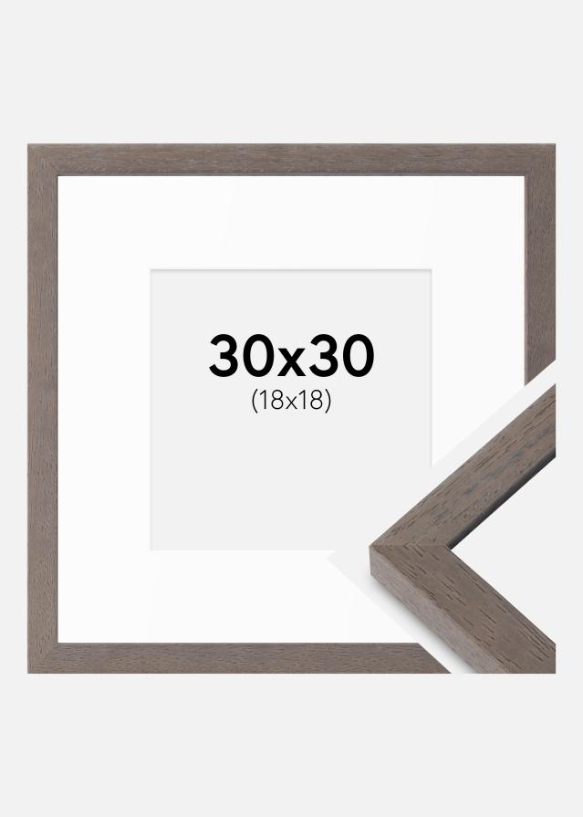 Cadre Hermes Gris 30x30 cm - Passe-partout Blanc 19x19 cm