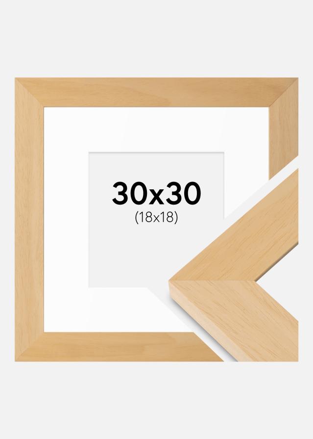 Cadre Juno Bois 30x30 cm - Passe-partout Blanc 19x19 cm