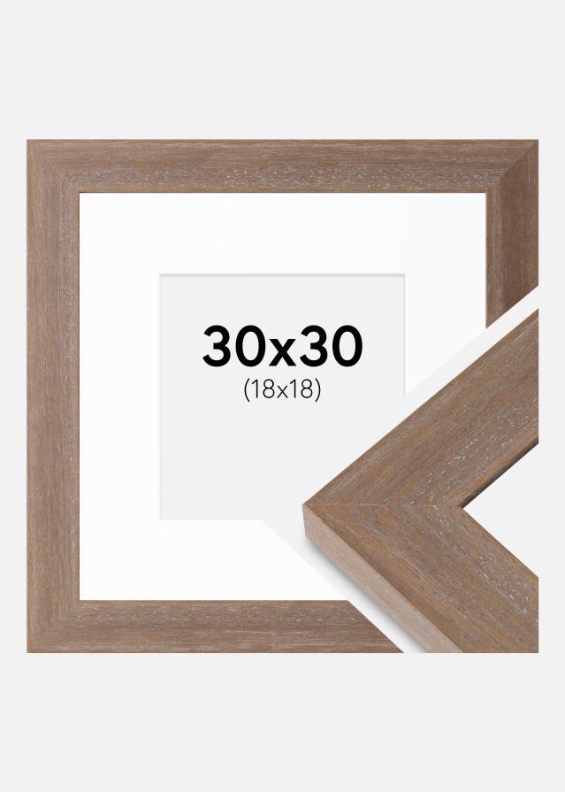 Cadre Juno Gris 30x30 cm - Passe-partout Blanc 19x19 cm