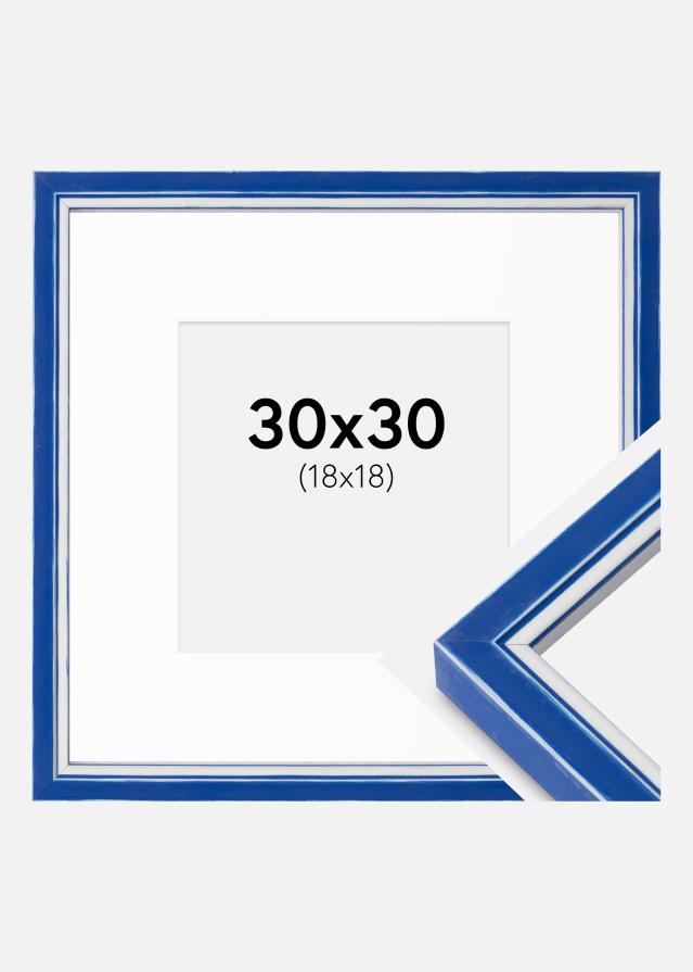 Cadre Diana Bleu 30x30 cm - Passe-partout Blanc 19x19 cm