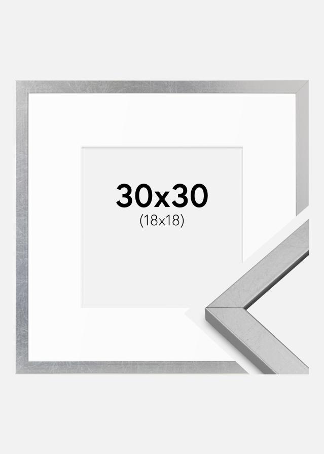 Cadre Minerva Argent 30x30 cm - Passe-partout Blanc 19x19 cm