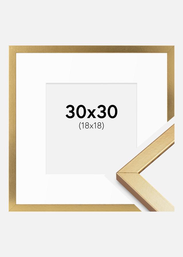 Cadre Minerva Or 30x30 cm - Passe-partout Blanc 19x19 cm