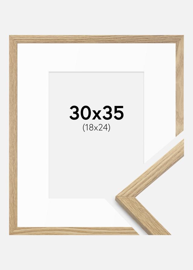 Cadre Trendy Chêne 30x35 cm - Passe-partout Blanc 19x25 cm