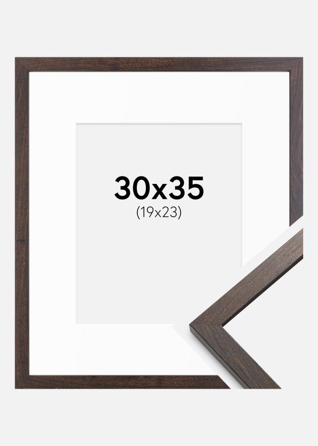 Cadre Trendy Noyer 30x35 cm - Passe-partout Blanc 20x24 cm