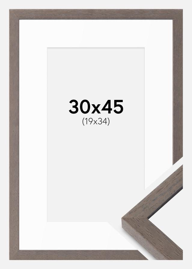 Cadre Hermes Gris 30x45 cm - Passe-partout Blanc 20x35 cm