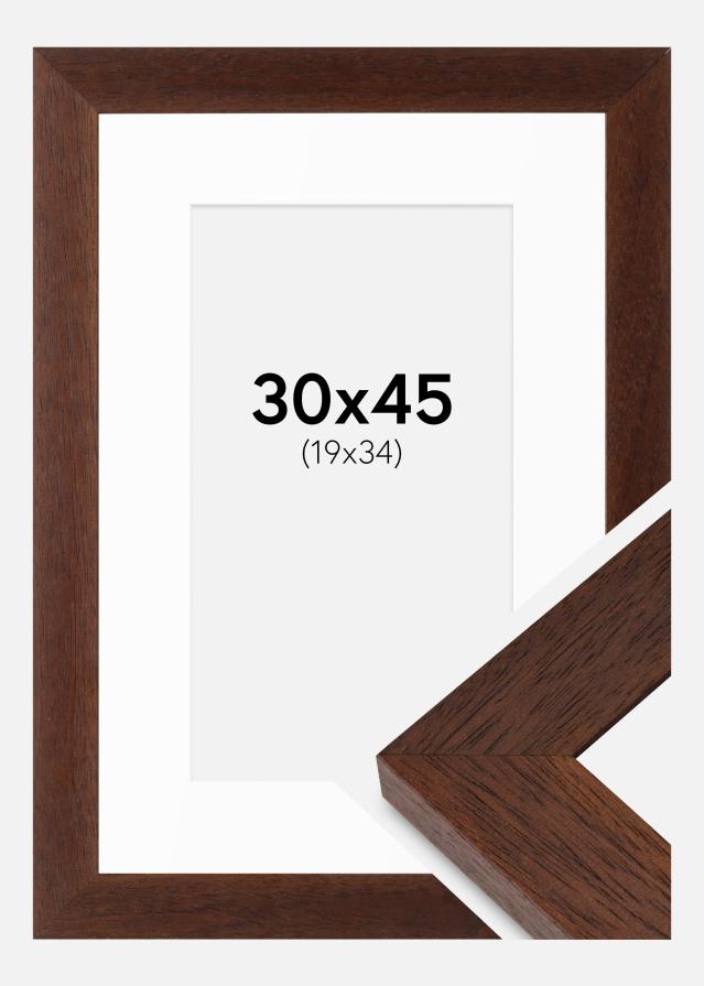 Cadre Juno Teak 30x45 cm - Passe-partout Blanc 20x35 cm