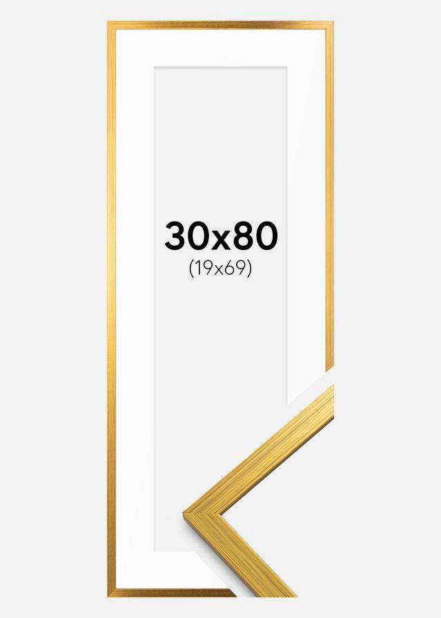 Cadre Edsbyn Or 30x80 cm - Passe-partout Blanc 20x70 cm