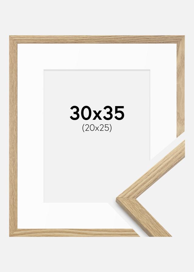 Cadre Trendy Chêne 30x35 cm - Passe-partout Blanc 21x26 cm