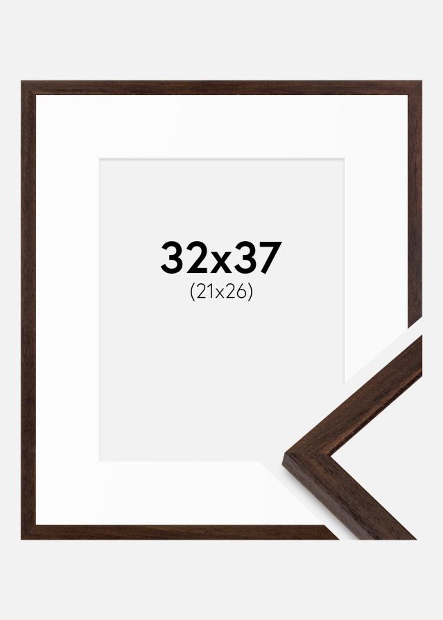 Cadre Edsbyn Noyer 32x37 cm - Passe-partout Blanc 22x27 cm