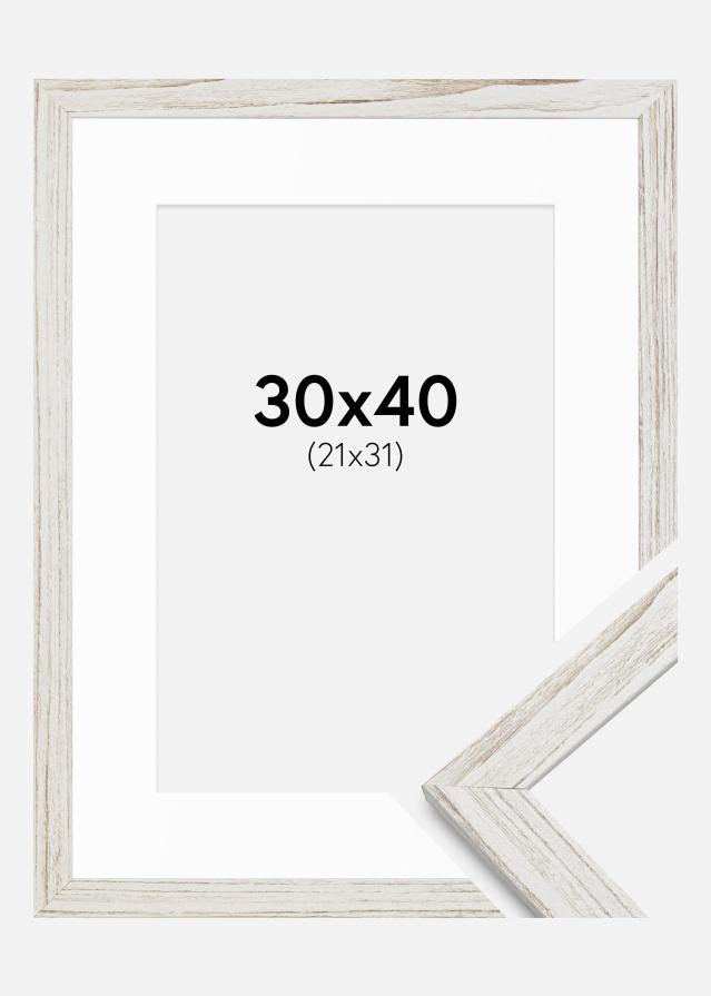 Cadre Stilren Vintage Blanc 30x40 cm - Passe-partout Blanc 22x32 cm