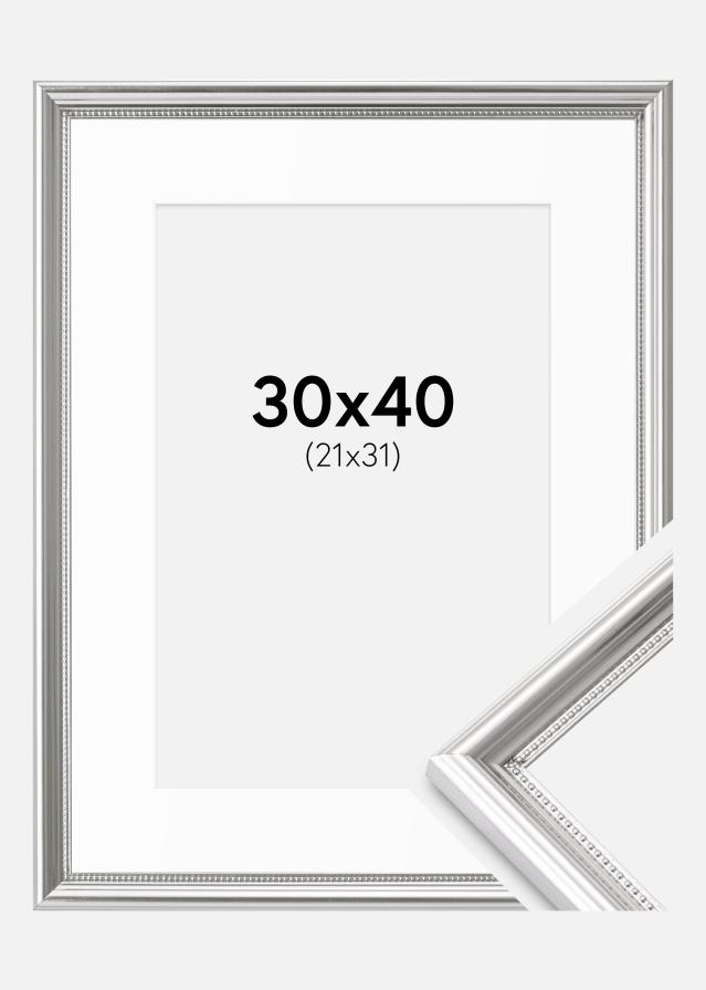 Cadre Gala Argent 30x40 cm - Passe-partout Blanc 22x32 cm