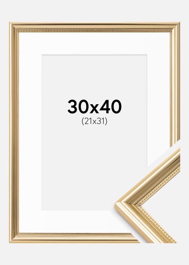 Cadre Gala Or 30x40 cm - Passe-partout Blanc 22x32 cm