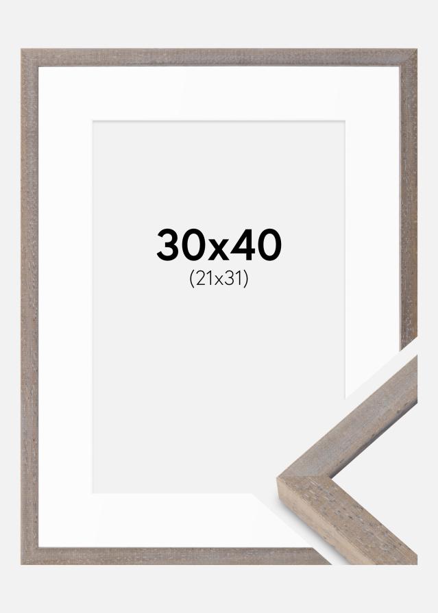 Cadre Ares Gris 30x40 cm - Passe-partout Blanc 22x32 cm