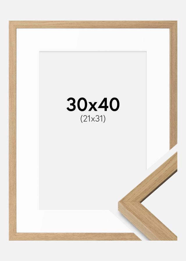 Cadre Ares Chêne Naturel 30x40 cm - Passe-partout Blanc 22x32 cm