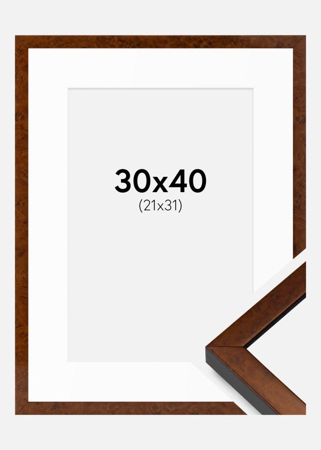 Cadre Ares noyer 30x40 cm - Passe-partout Blanc 22x32 cm