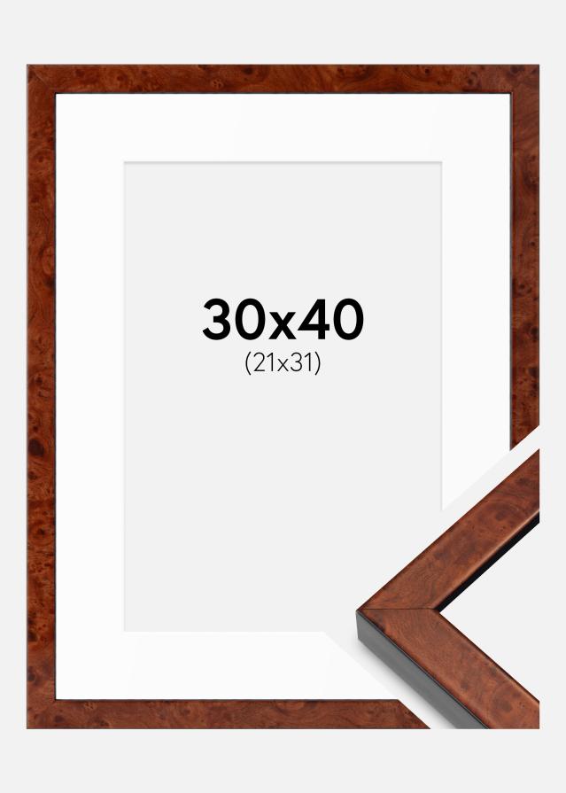 Cadre Hermes Noyer 30x40 cm - Passe-partout Blanc 22x32 cm